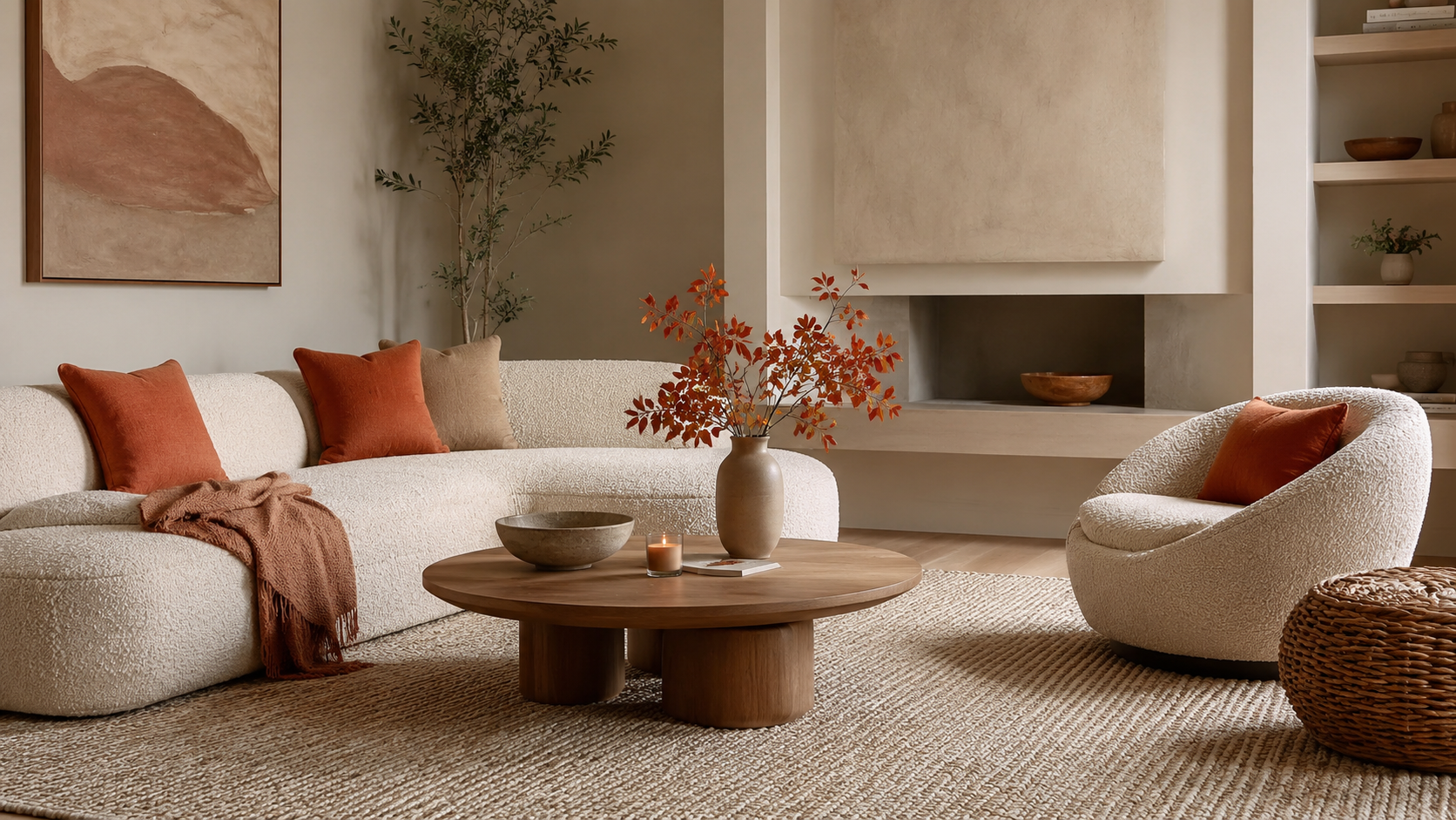 Chocolate Brown Fireplace Styling for Fall